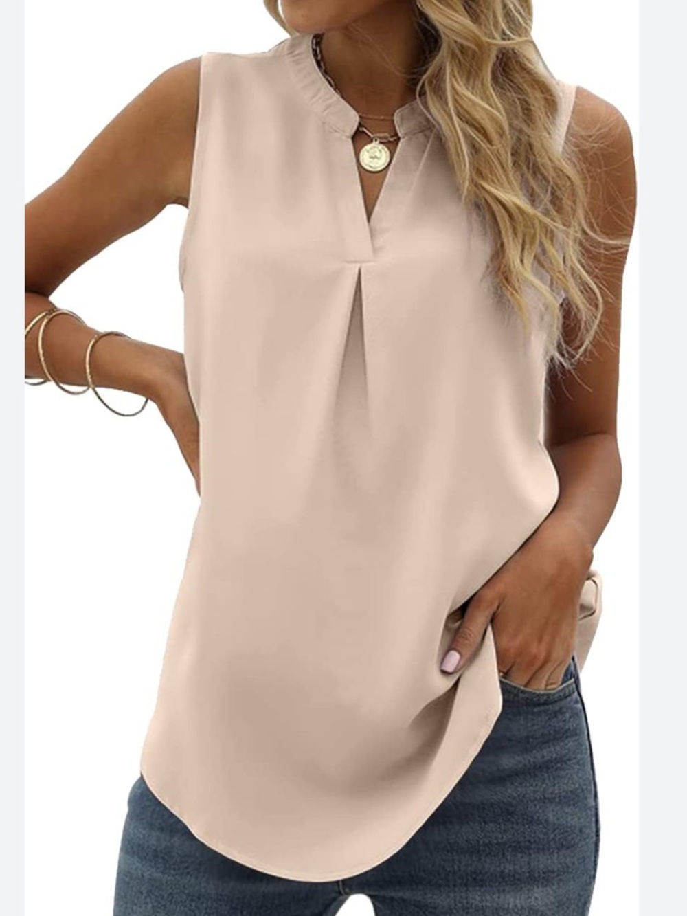 Express Sleeveless V-Neck Pleated Tank Top